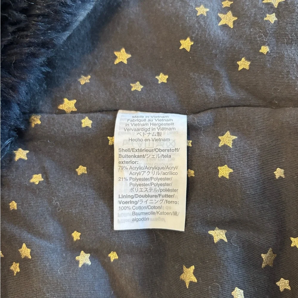 Crewcuts Navy Faux Fur Vest with Gold Star Lining